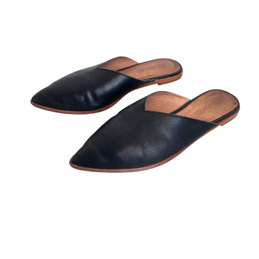 Madewell Emilia Mule Flats in Black Leather Pointed Toe Slide Slip-On W's Size 7 - Picture 3 of 9